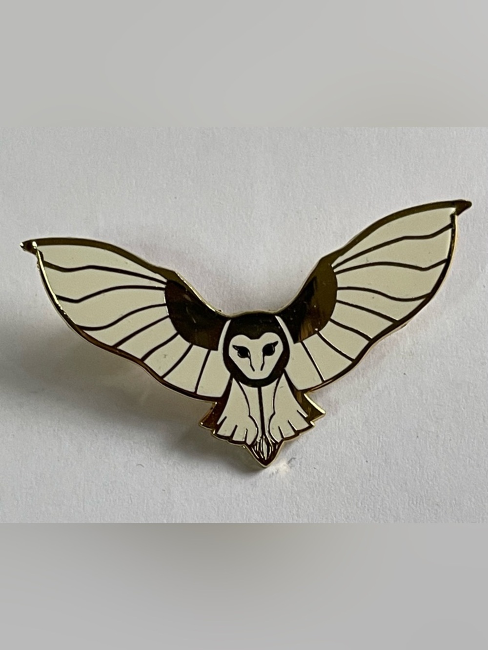 Roamin' Bison Workshop White & Gold Barn Owl Enamel Pin